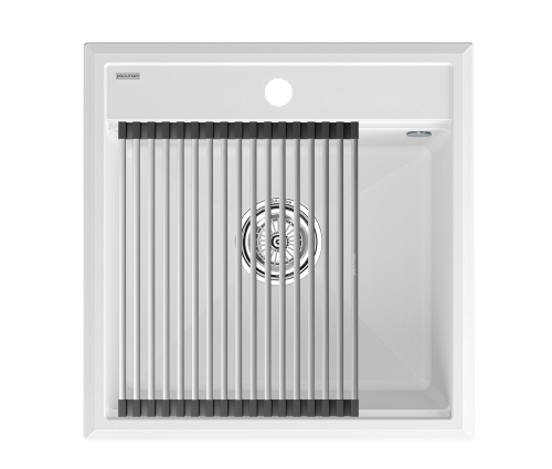 Мойка кухонная Paulmark PM115051-WH+R375-BS 50х51 белый/брашированная нержавеющая сталь